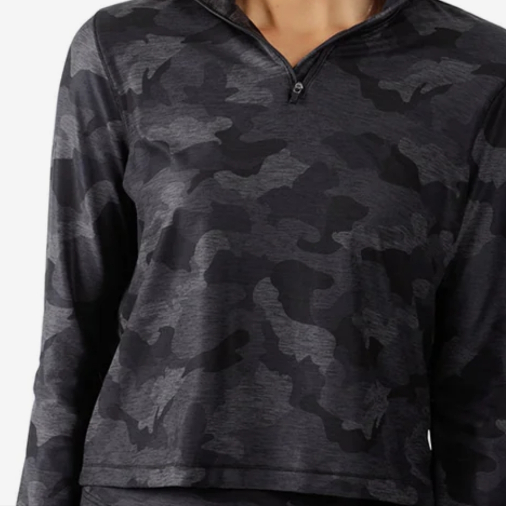 Yogalicious by Reflex Women's Camo Soft Performance Half Zip Pullover Top, Size